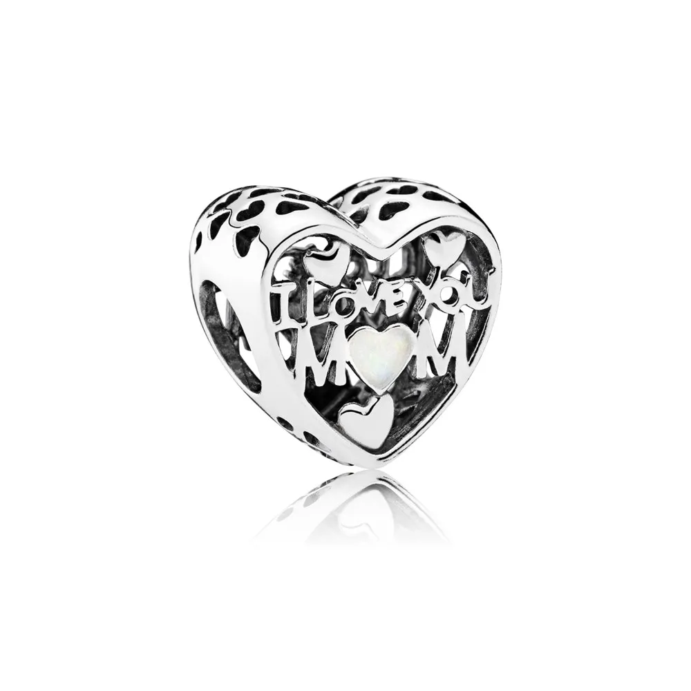 pandora i love you mum silver heart charm with silver enamel 792067en23
