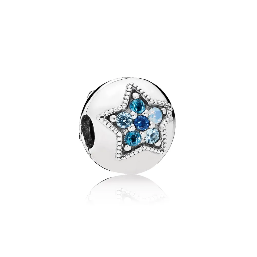 pandora klarblå stjerne klemmecharm 796380nsbmx