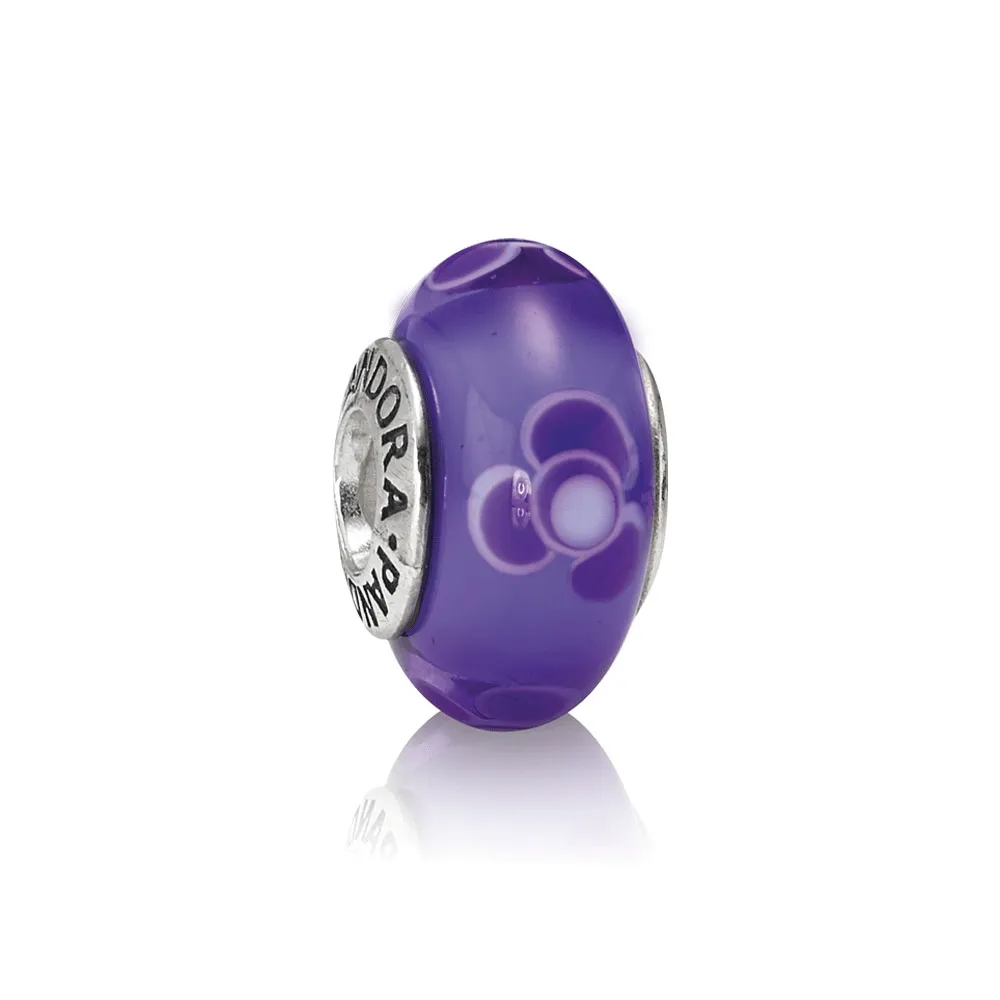 Pandora Lilla blomst, glasscharm - 790643