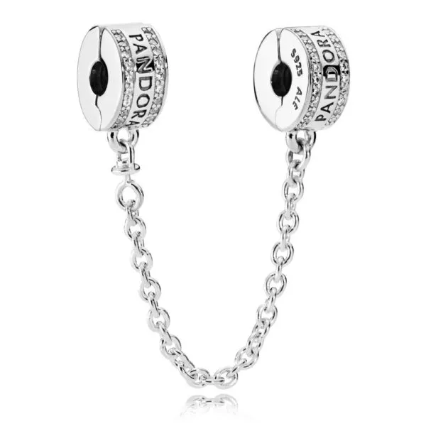 pandora logo sikkerhetskjede klemmecharm 792057cz