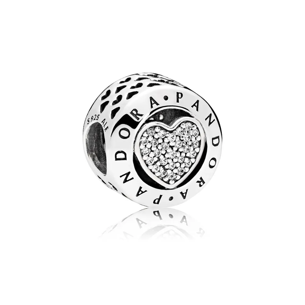 PANDORA logo silver charm with clear cubic zirconia - 796218CZ