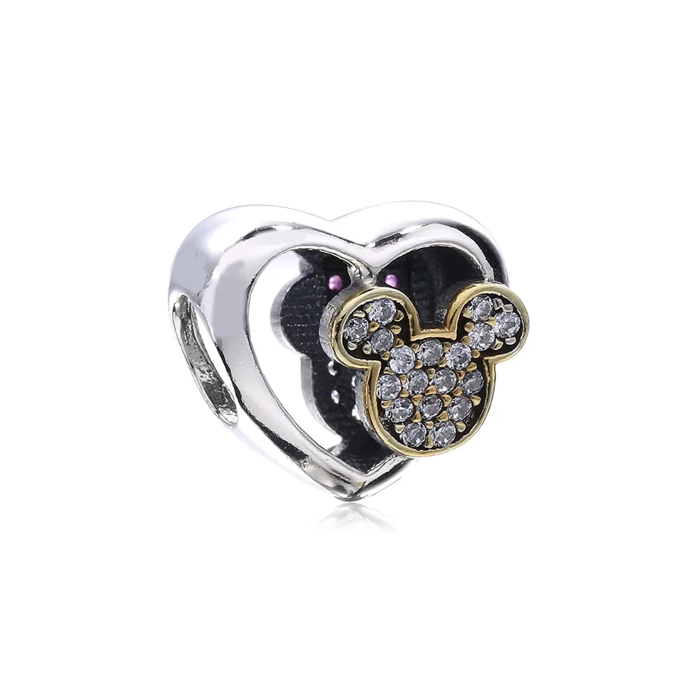 PANDORA Mickey og Minnie Together Charm, Clear CZ - PX00295-1