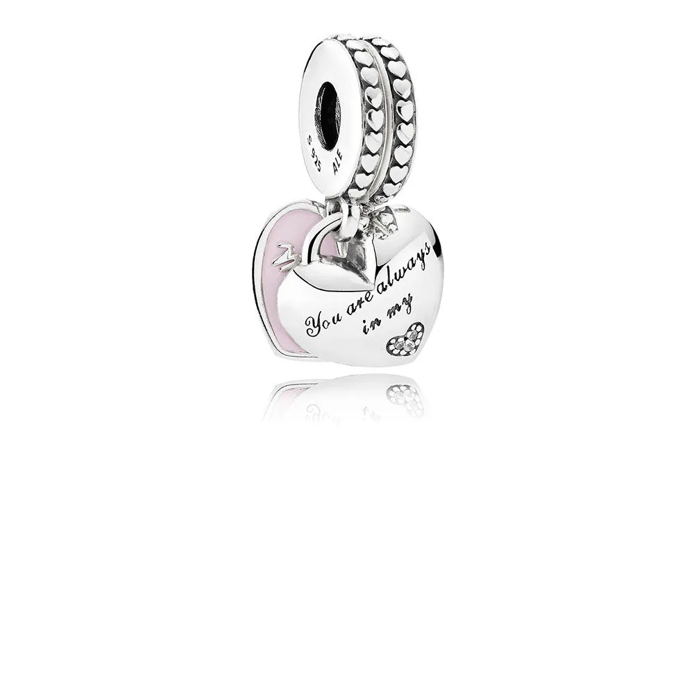 pandora mother datter hearts myk rosa emalje clea dangle 792072en40