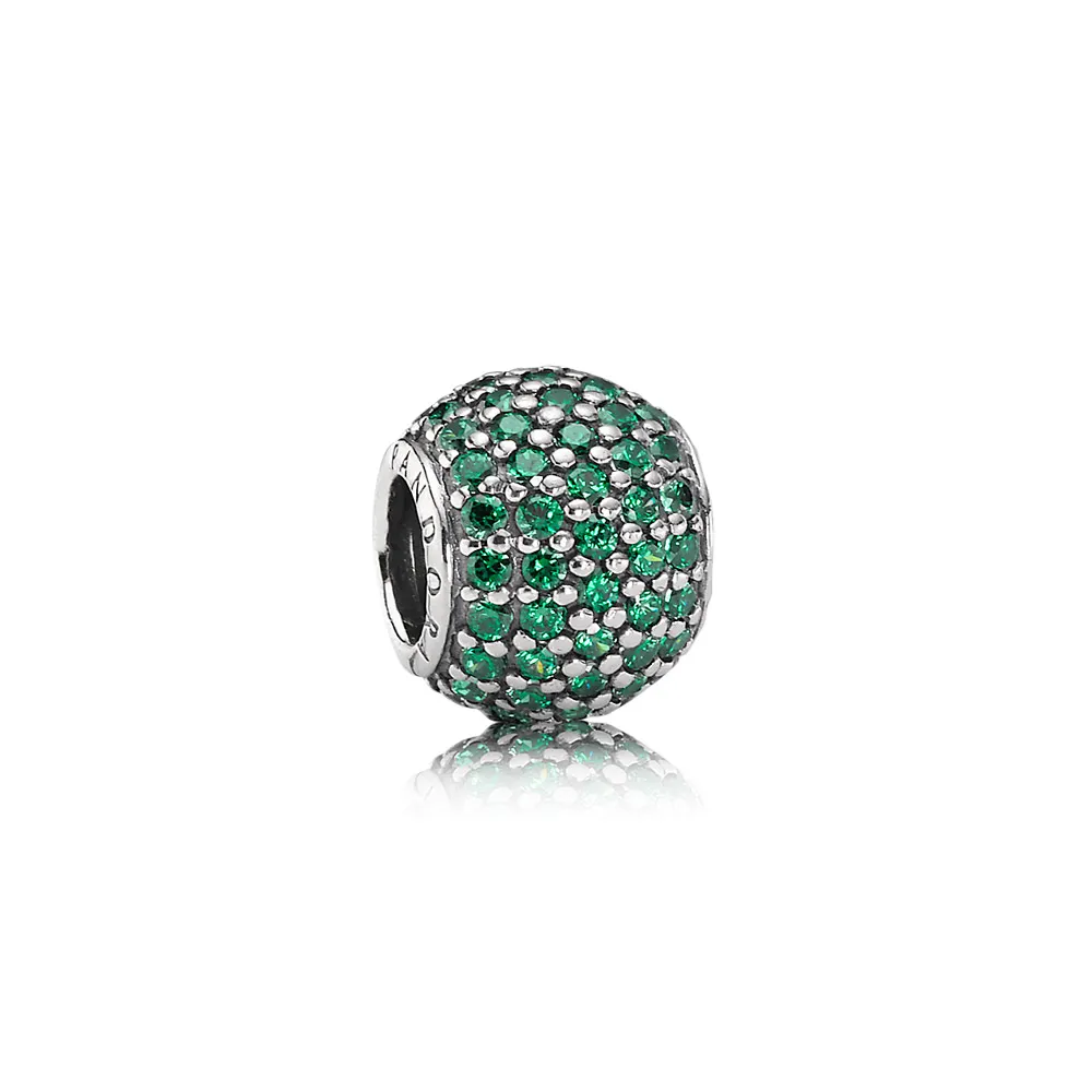 pandora mørkegrønn pavé kule charm 791051czn