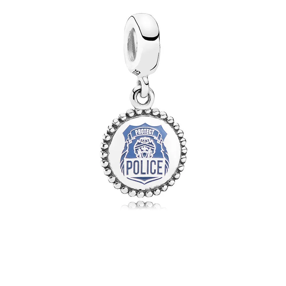 PANDORA Police Dingle Charm, blå emalje - ENG791169_54