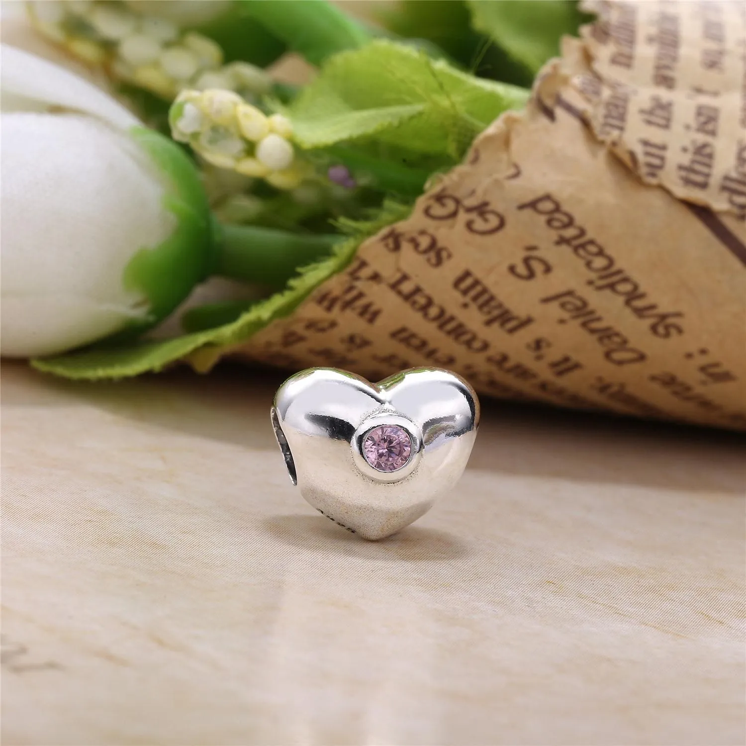 Pandora Rosa, glitrende hjerte, charm - 790134PCZ