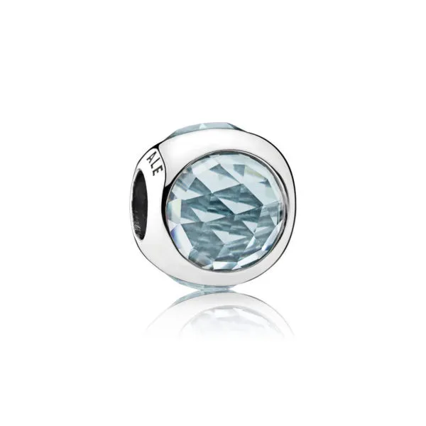 Pandora Silver charm with aqua blue crystal - 792095NAB