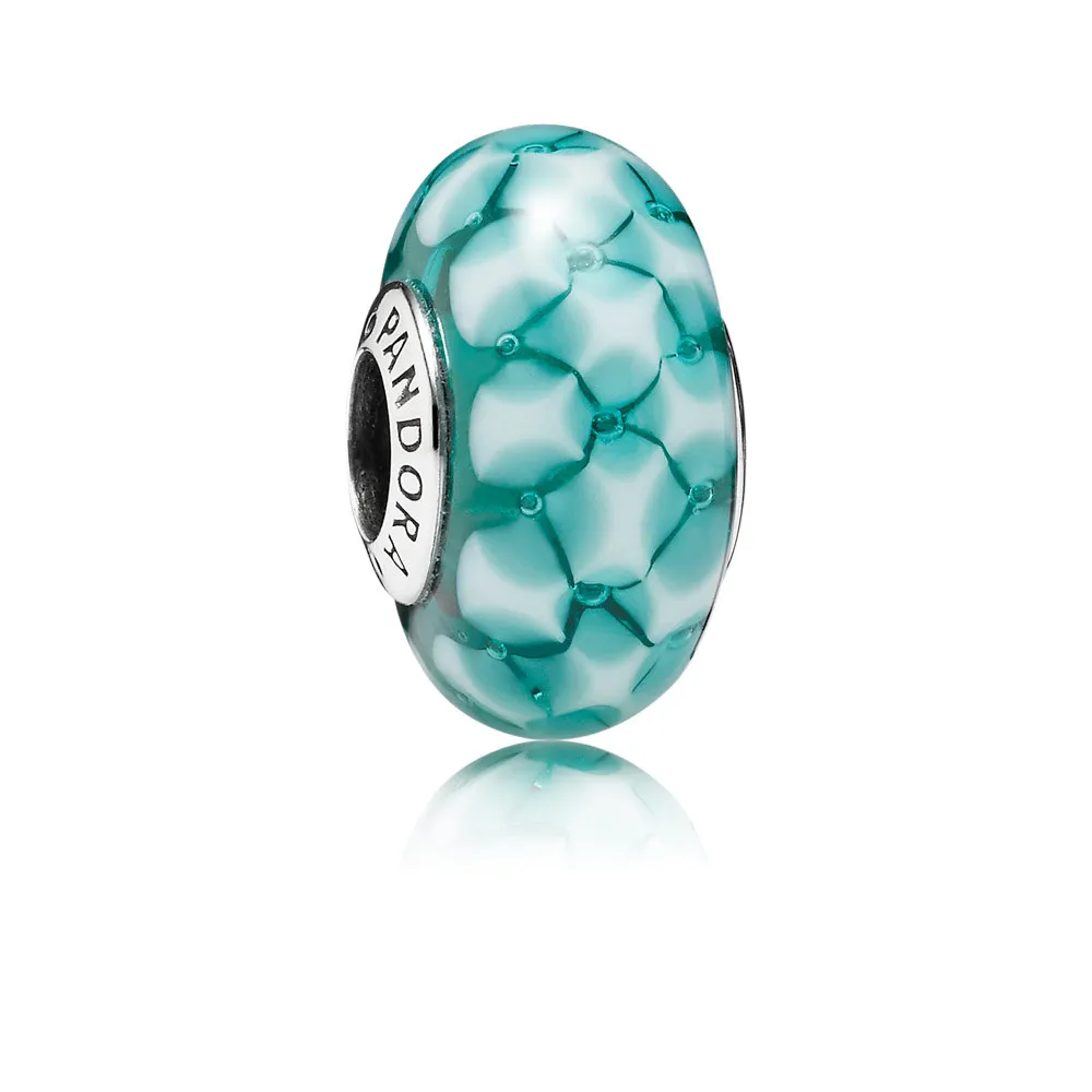 pandora sjøgrønt gitter glasscharm 791625