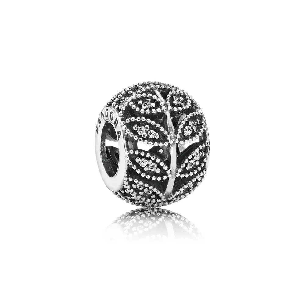pandora sparkling leaves openwork charm 791380cz