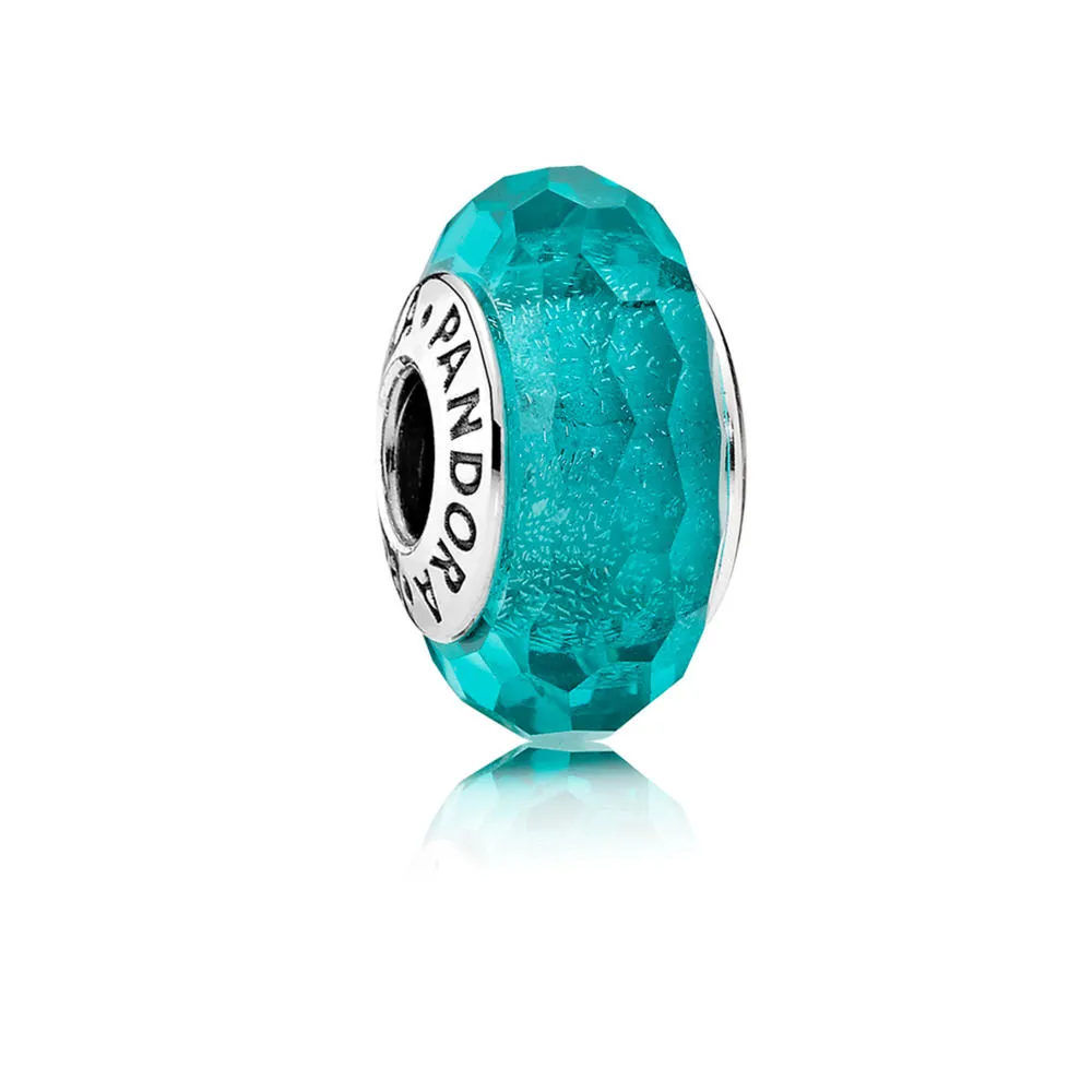 pandora teal shimmer glass charm 791655
