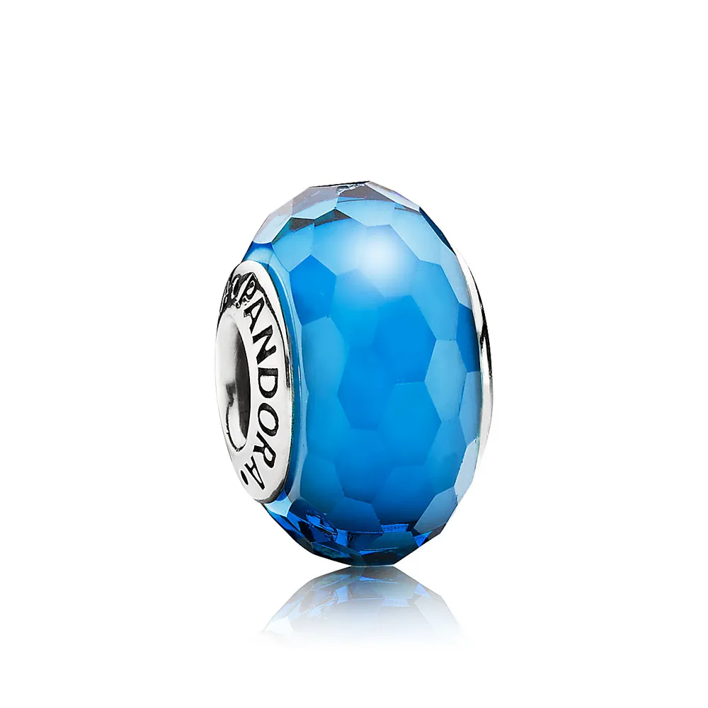 pandora turquoise faceted glass charm 791607