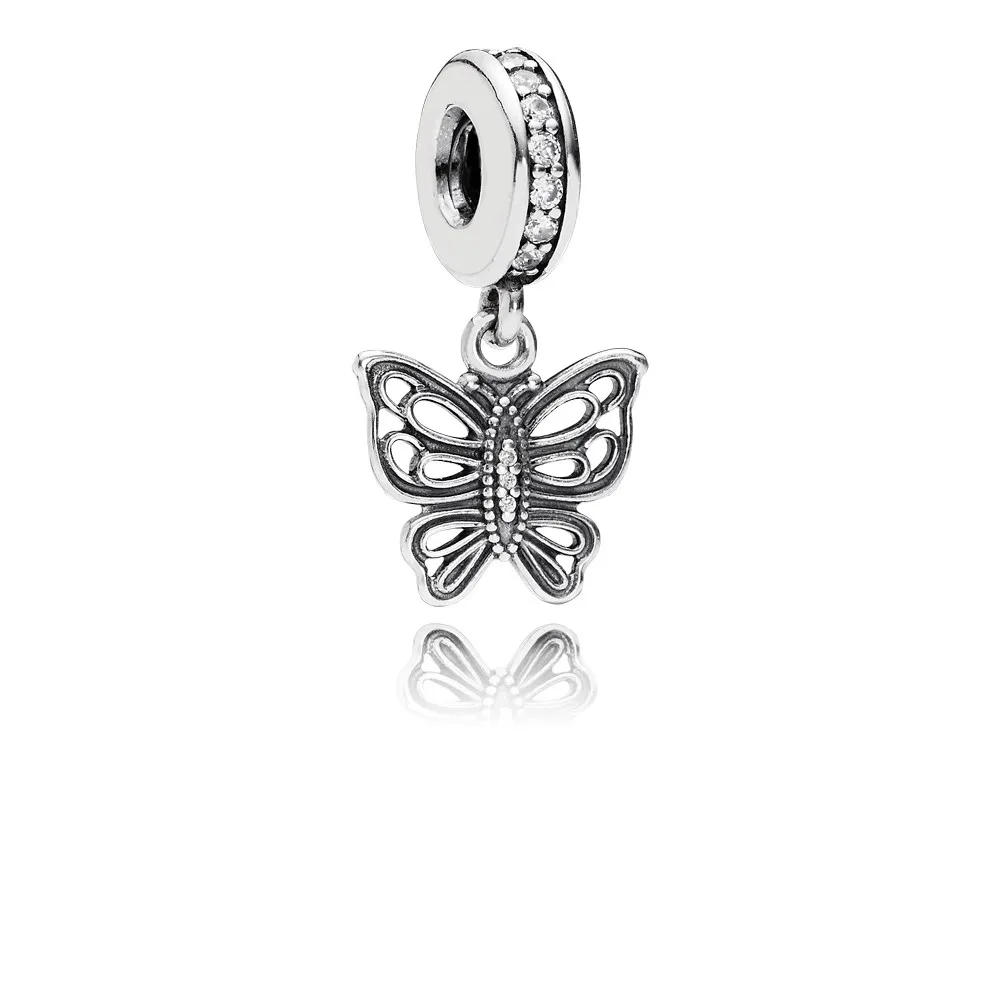 pandora vintage sommerfugl hengende charm 791255cz