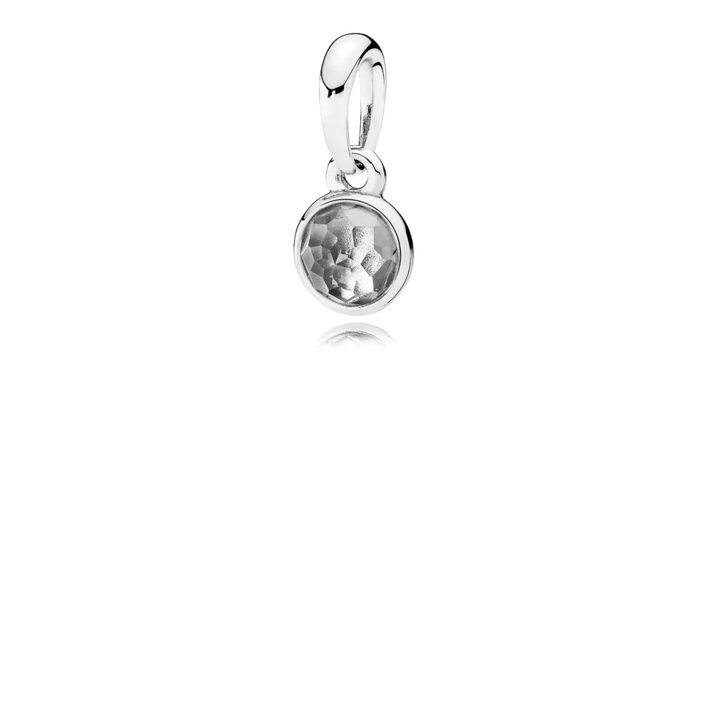 pandora april birthstone silver pendant with rock crystal 390396rc