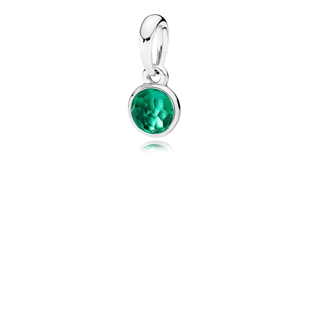 Pandora May birthstone silver pendant with royal green crystal - 390396NRG