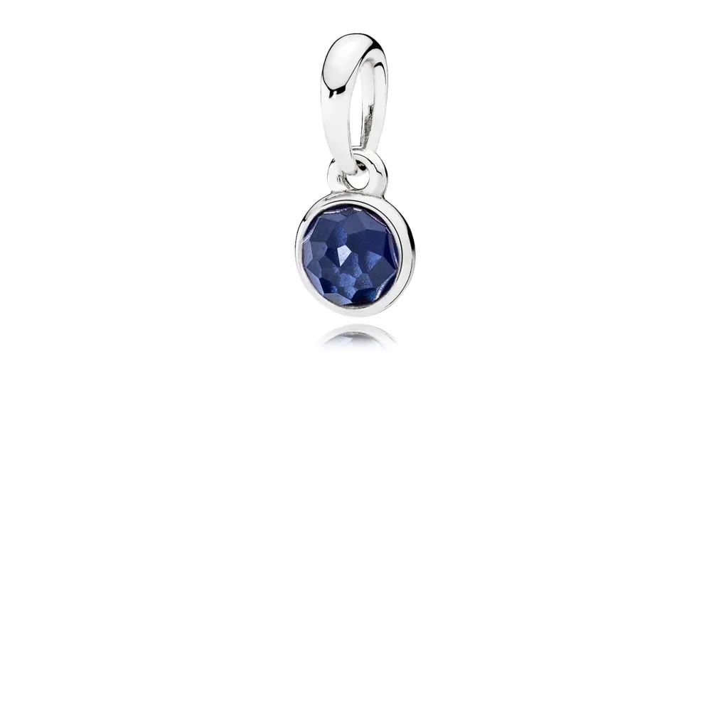 Pandora September birthstone silver pendant with synthetic sapphire - 390396SSA