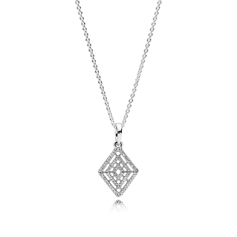 pandora silver pendant with clear cubic zirconia and necklace 396209cz 60