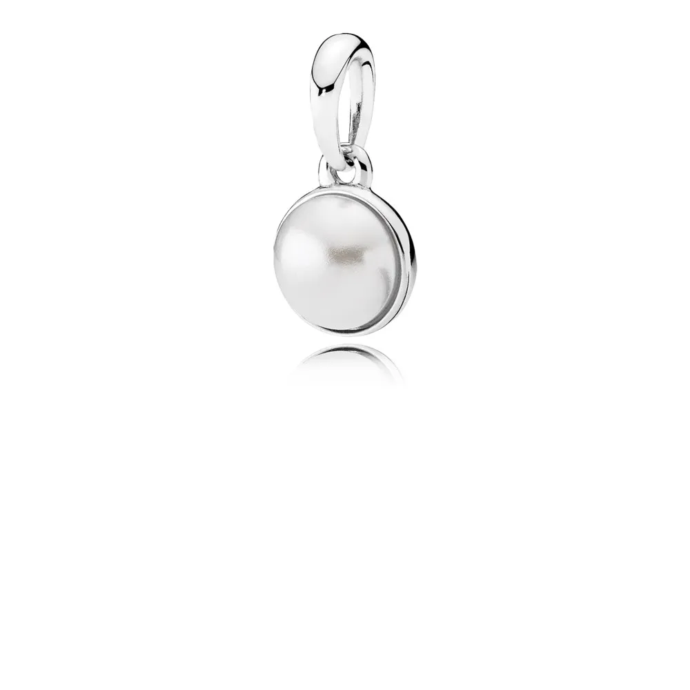Pandora Silver pendant with white crystal pearl, 8 mm - 390400WCP
