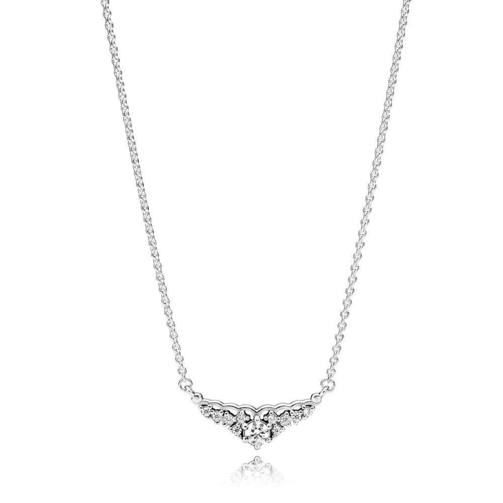 pandora tiara silver necklace with clear cubic zirconia 396227cz 45