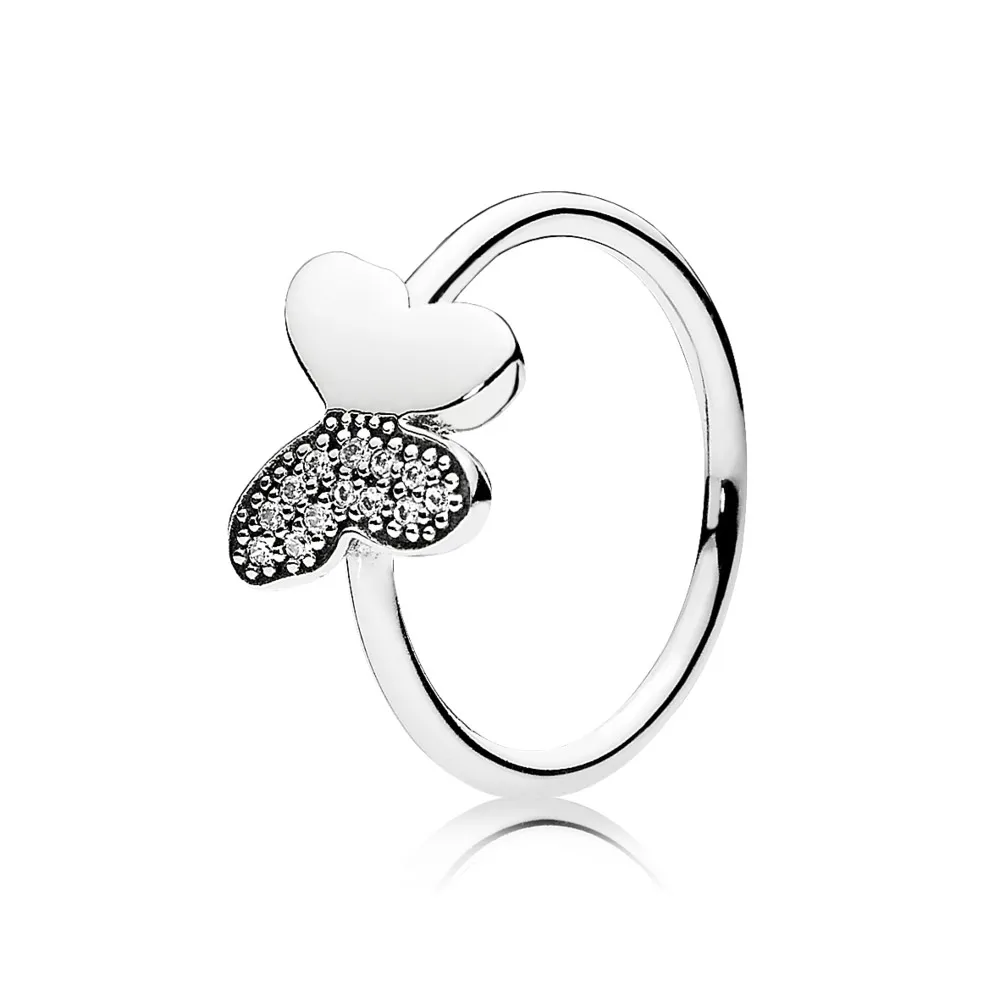 pandora butterfly silver ring with clear cubic zirconia 190993cz