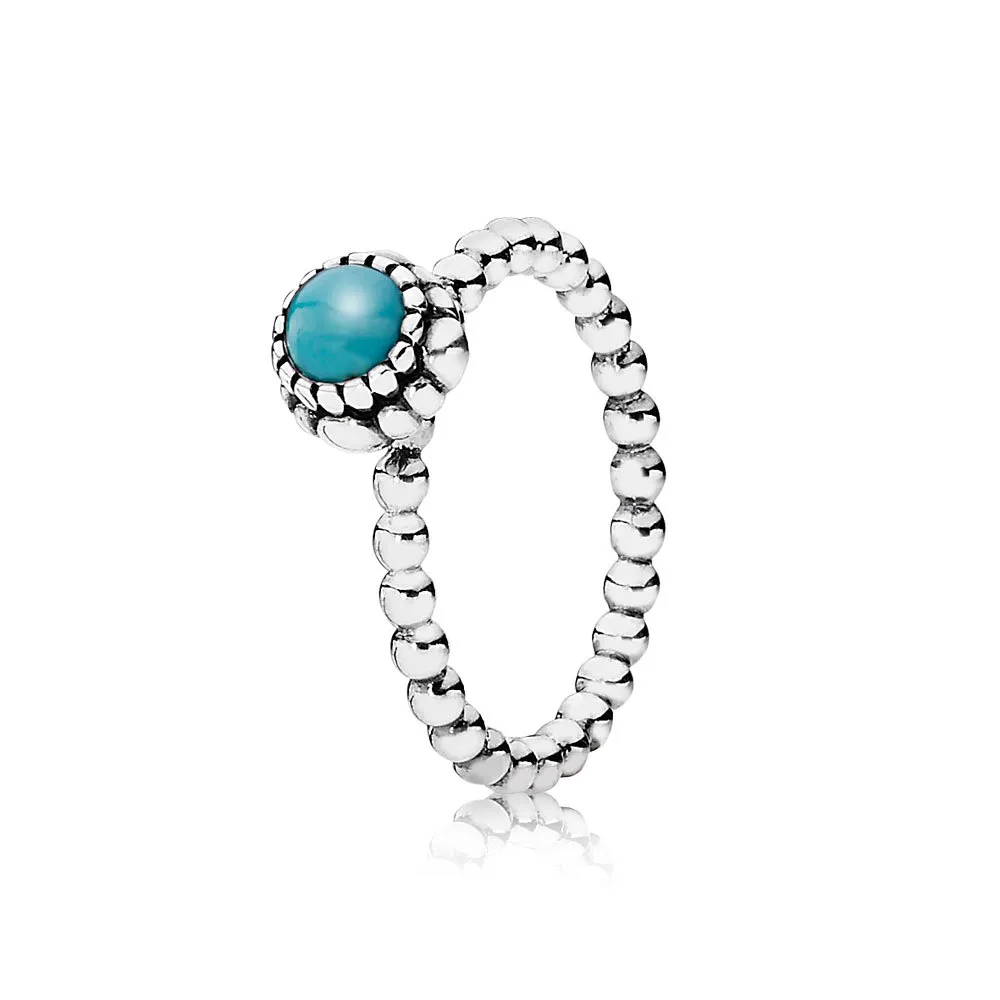 pandora silver ring birthstone december turquoise 190854tq