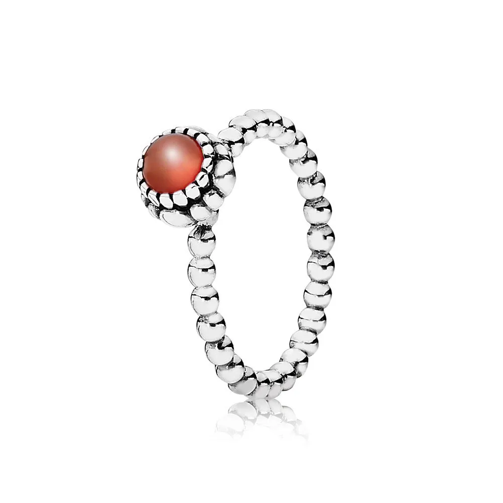pandora silver ring birthstone july carnelian 190854car