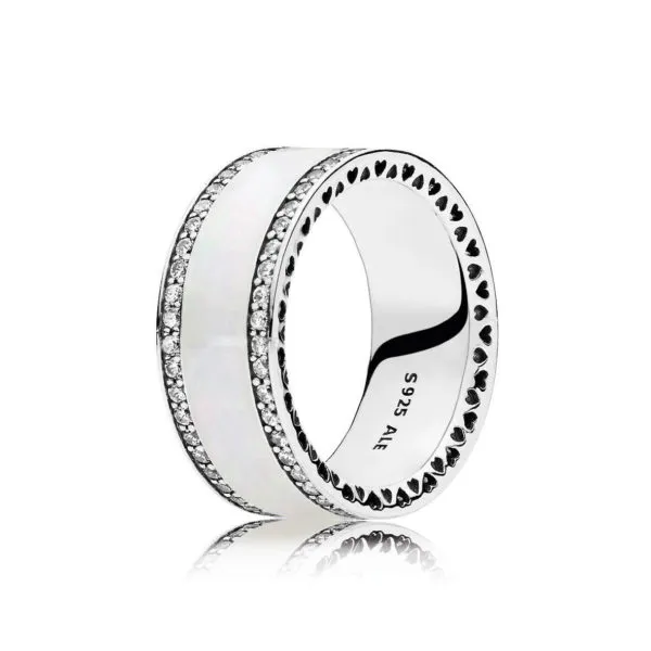 Pandora Silver ring with clear cubic zirconia and silver enamel - 191024EN23