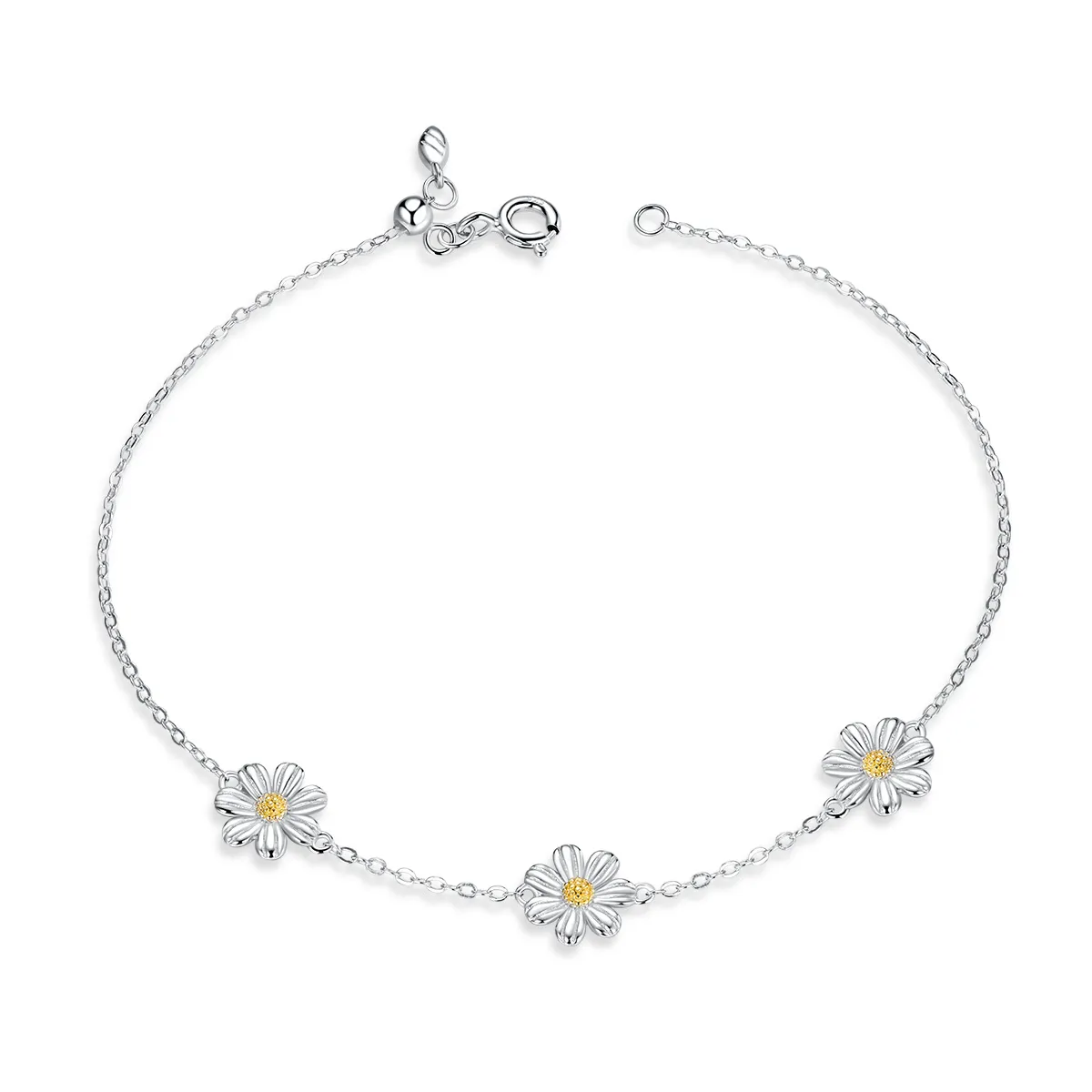 pandora style silver daisy chain slider armbånd scb165