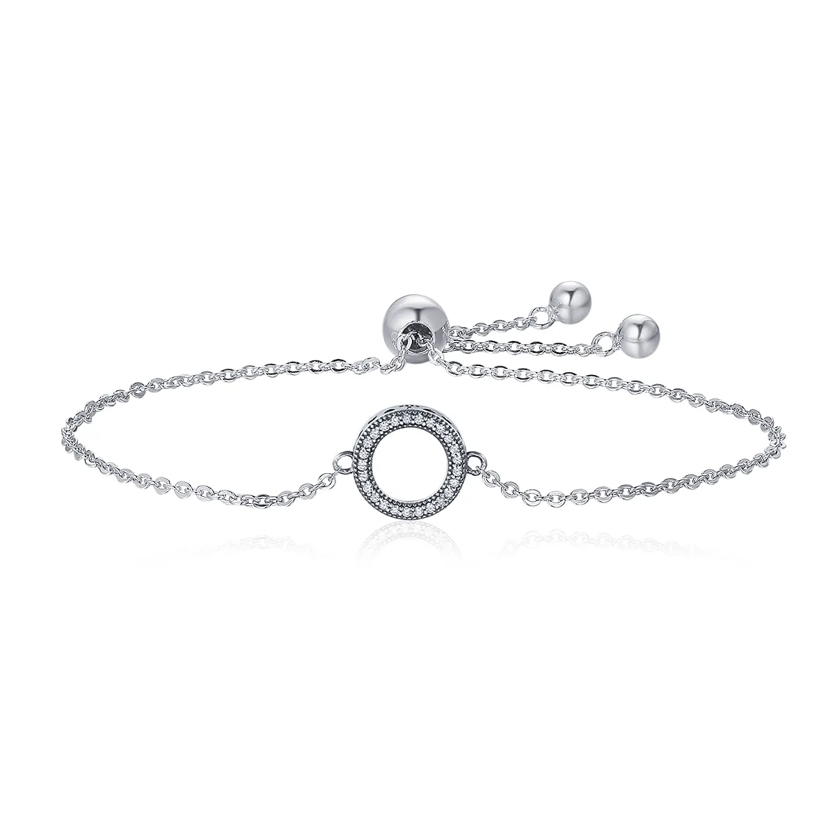 pandora style silver halo slider armbånd scb030