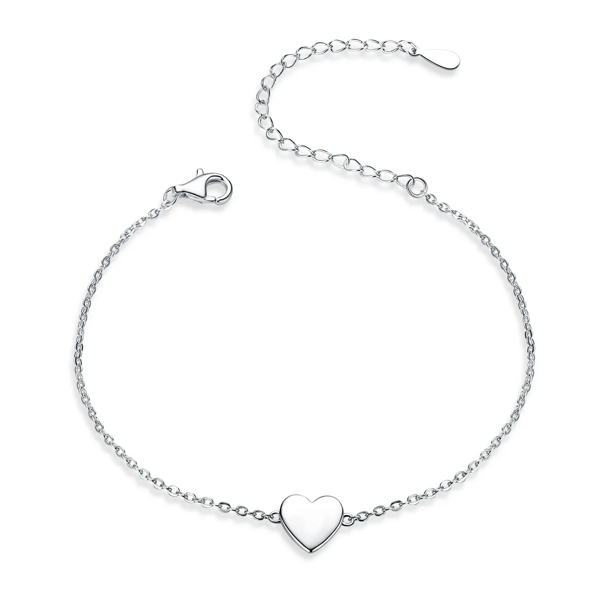 pandora style silver loved heart chain slider armbånd scb161