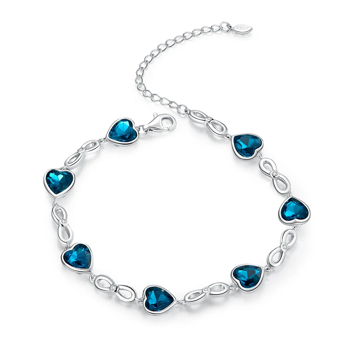 pandora style silver ocean heart chain slider armbånd scb163