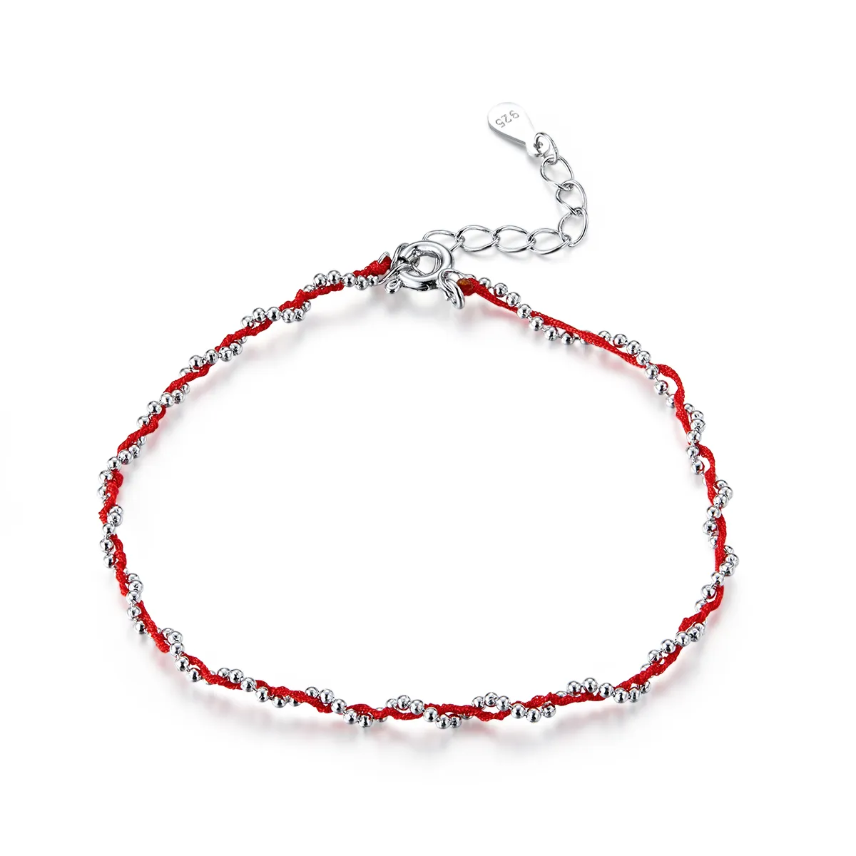 pandora style silver red rope armbånd scb173 rd