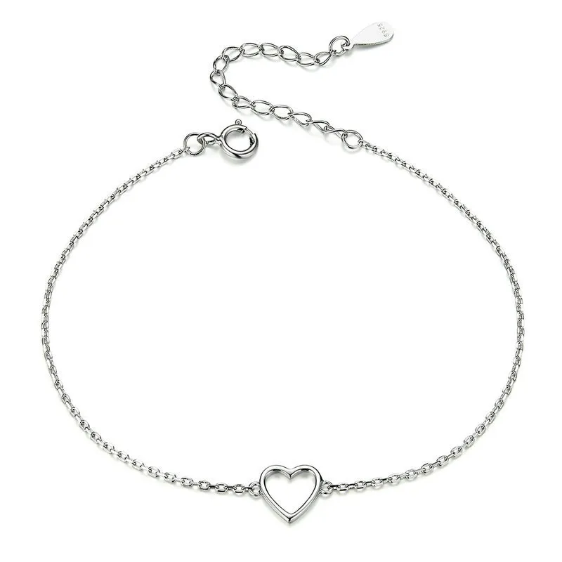 Pandora Style Silver Shape of Love Chain Slider Armbånd - SCB159