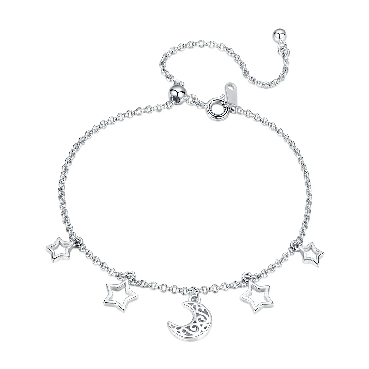 Pandora Style Silver Starry Sky Chain Slider Armbånd - SCB107