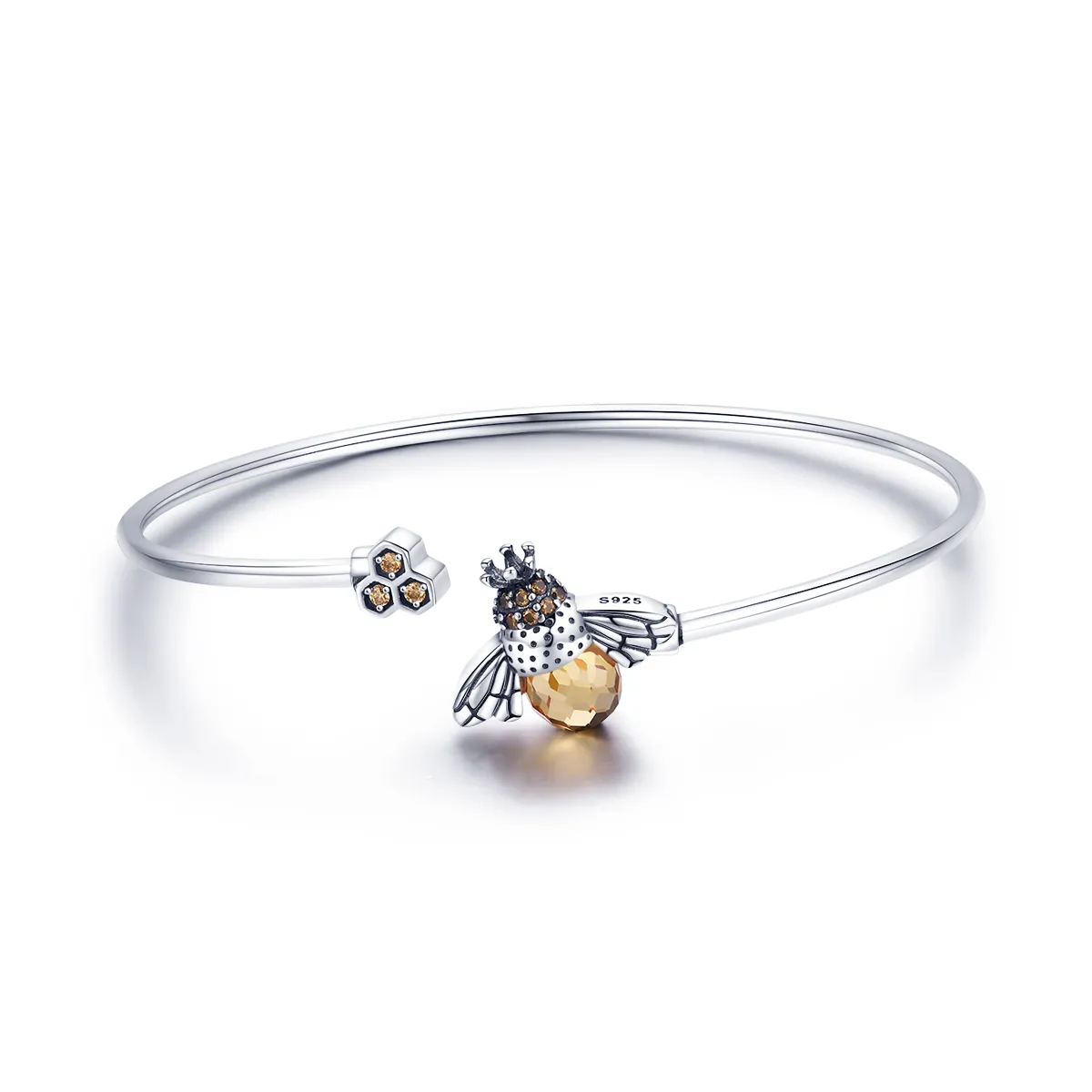 pandora style silver story of the bee open bangle scb104