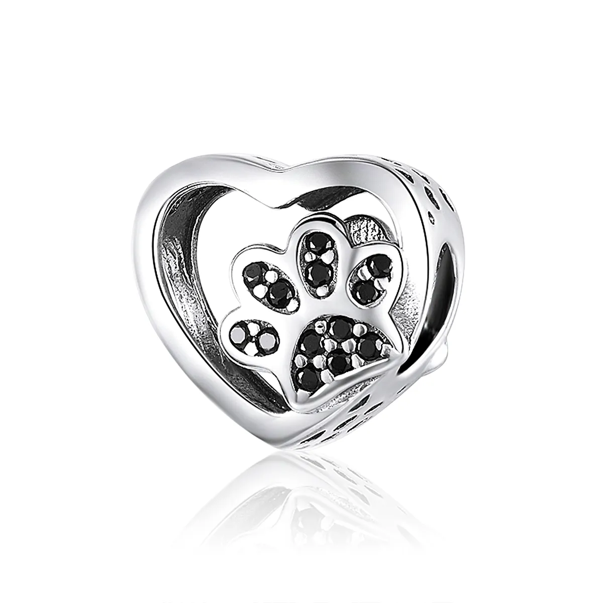pandora style silver paw mark of pets charm scc1191 bk
