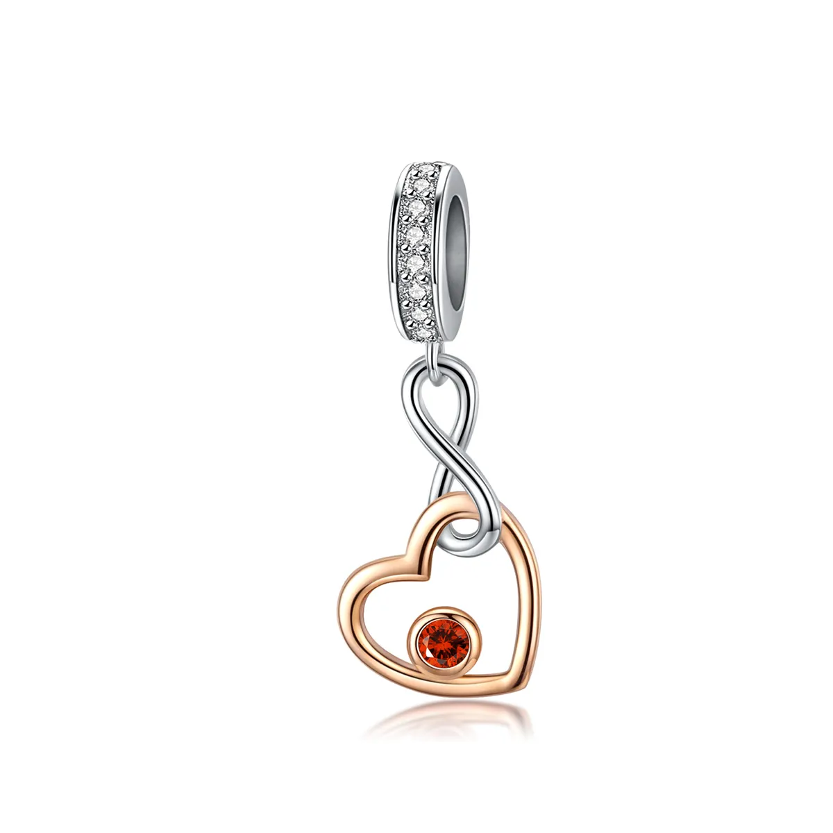 pandora style silver rose gold palpitasjon dangle scc1239