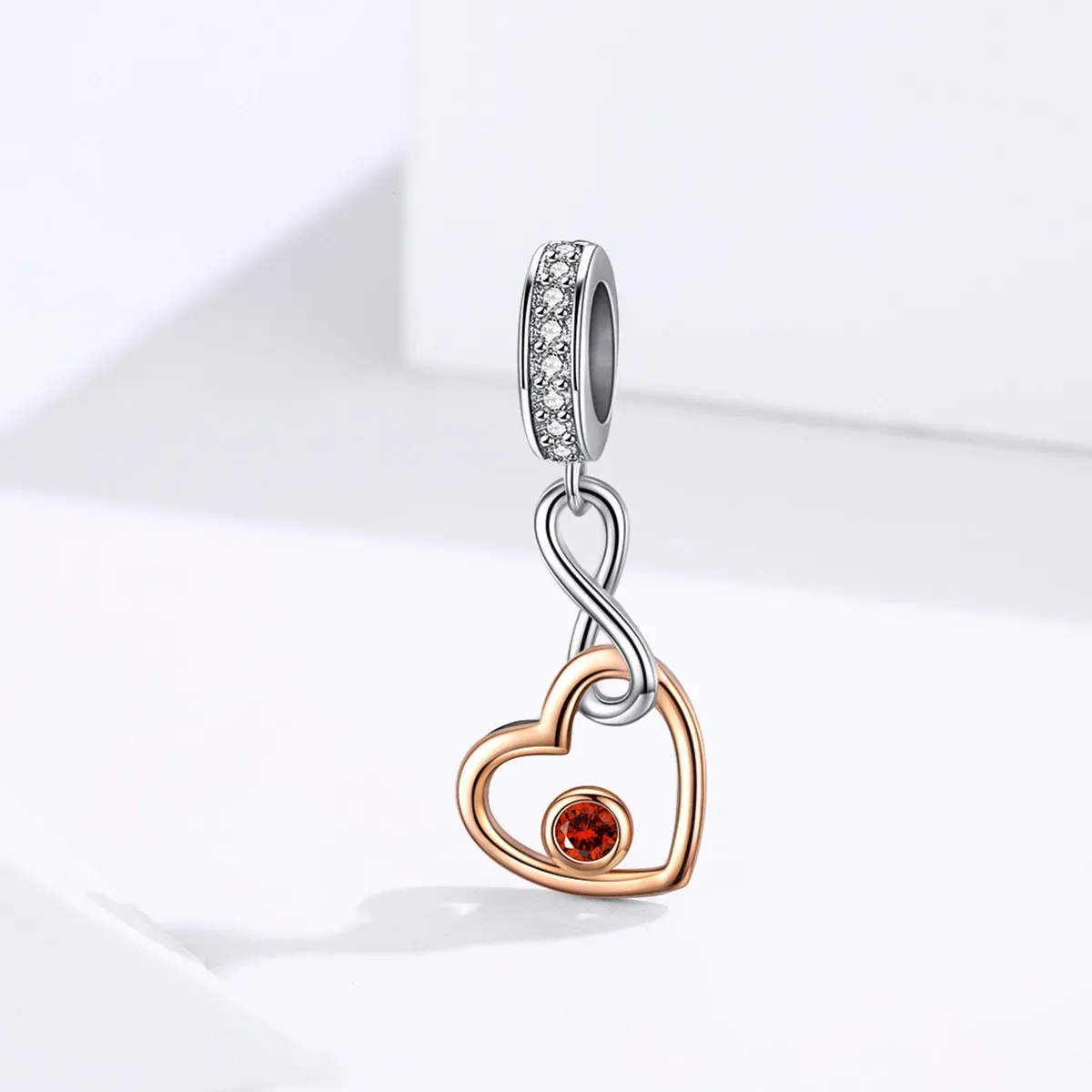 Pandora Style Silver & Rose Gold Palpitasjon Dangle - SCC1239