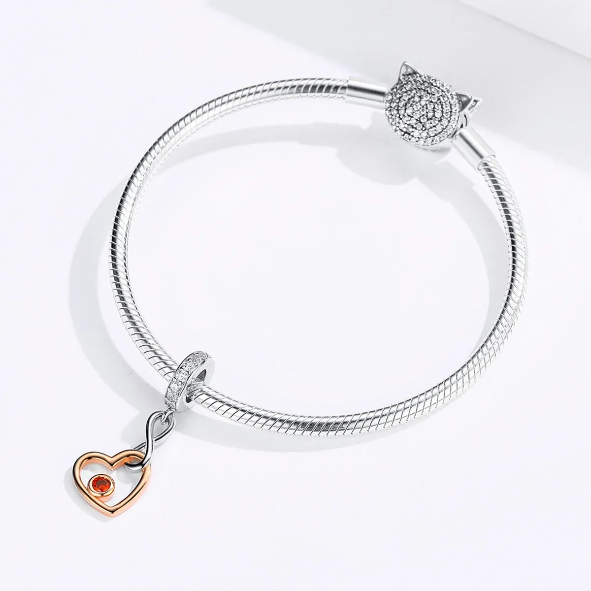 Pandora Style Silver & Rose Gold Palpitasjon Dangle - SCC1239