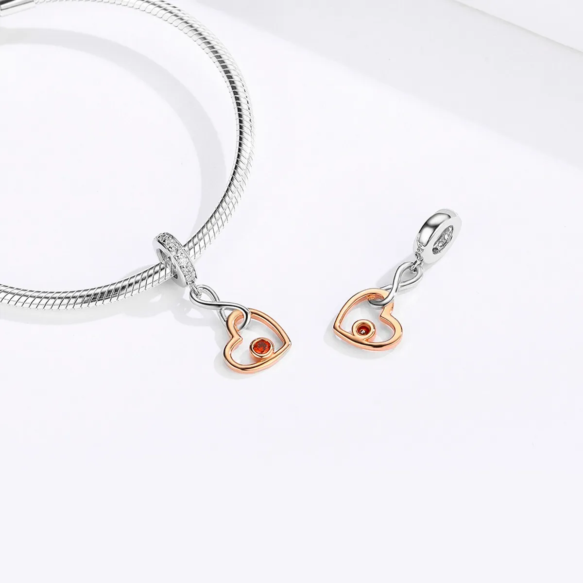 Pandora Style Silver & Rose Gold Palpitasjon Dangle - SCC1239