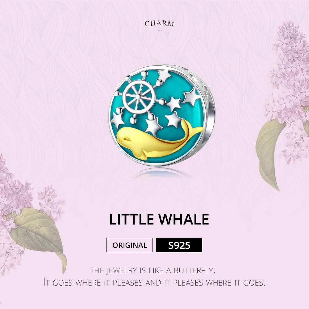 Pandora Style Sølv og Gullbelagt Baby Whale Charm - SCC1296