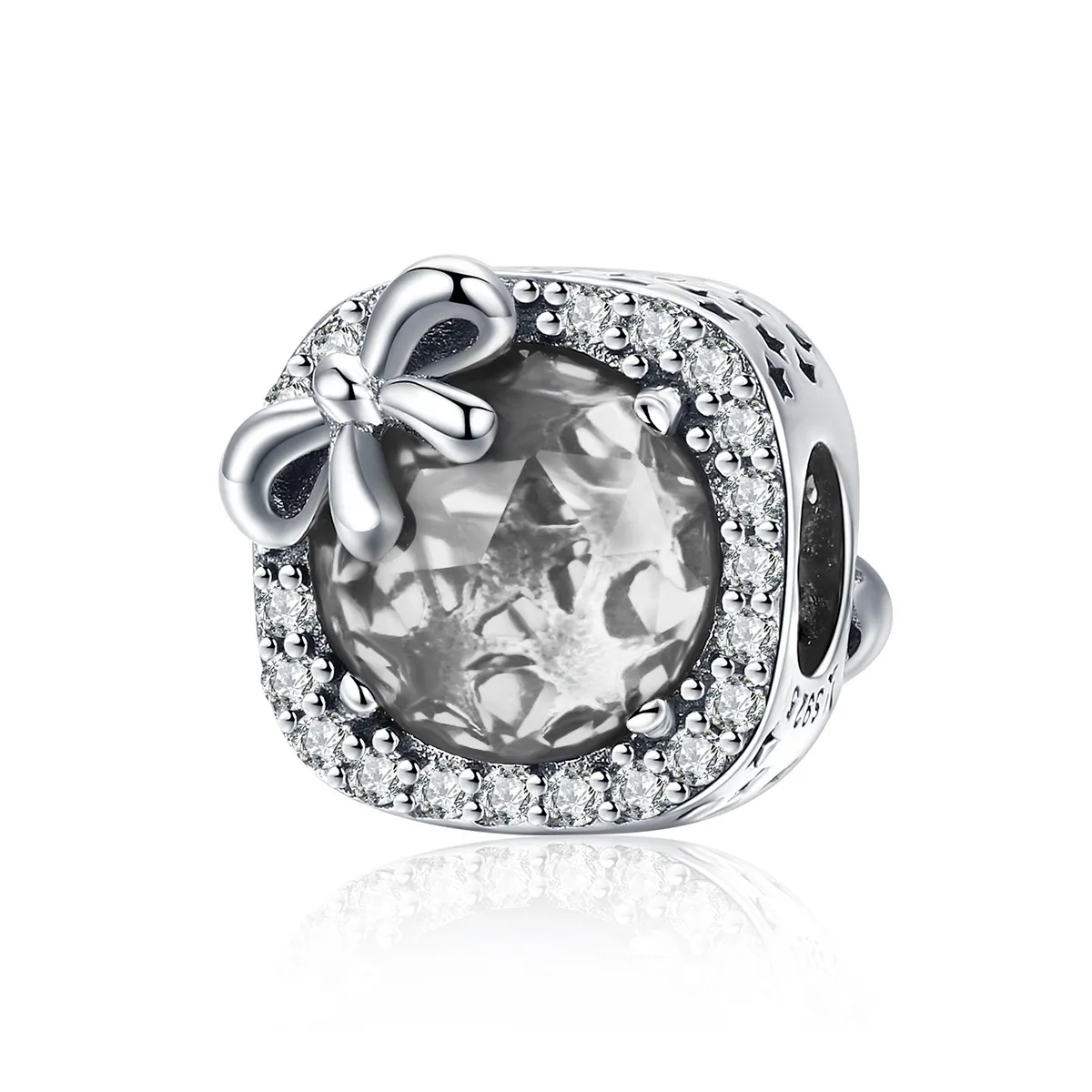 Pandora Style Sølv Pavé Sløyfe Charm - SCC1058-Wh
