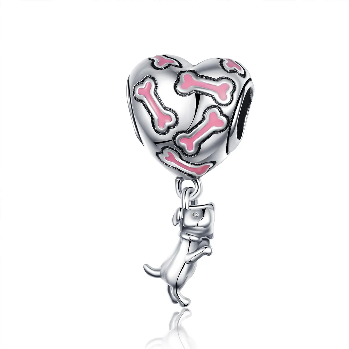 pandora style sølv søt puppy dangle charm scc1199