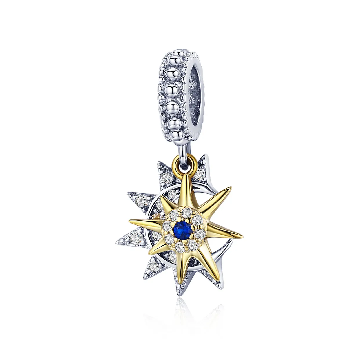 pandora stil sølv og gullbelagt pavé sun meet moon dangle scc1135