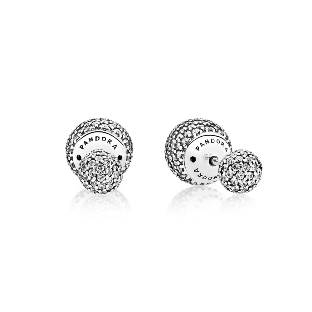 pandora double sided silver earrings with clear cubic zirconia 290737cz
