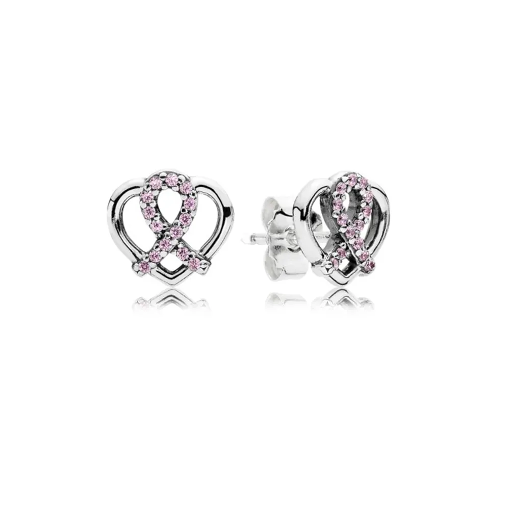 pandora ribbon heart studs øredobber pt0044 1