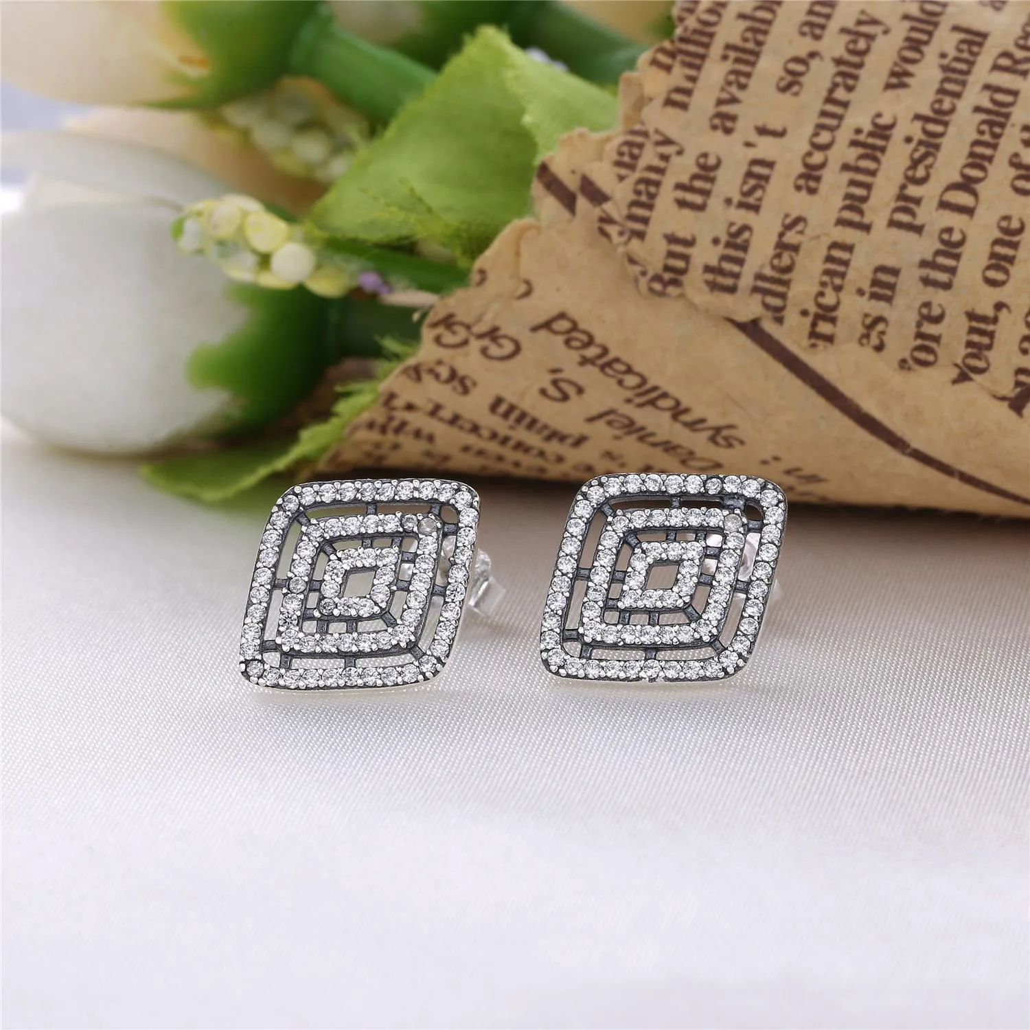 Pandora Silver earrings with clear cubic zirconia - 296208CZ