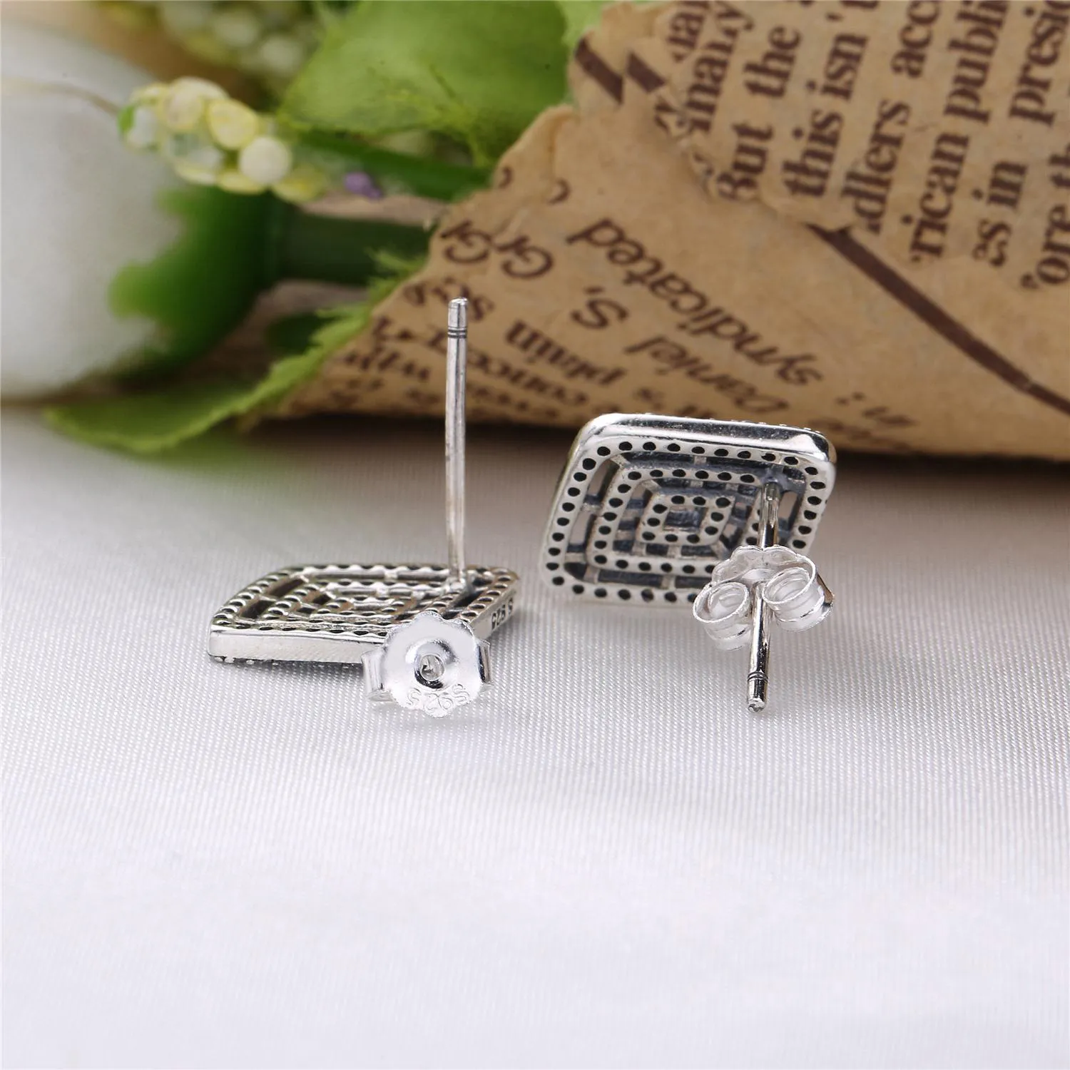 Pandora Silver earrings with clear cubic zirconia - 296208CZ