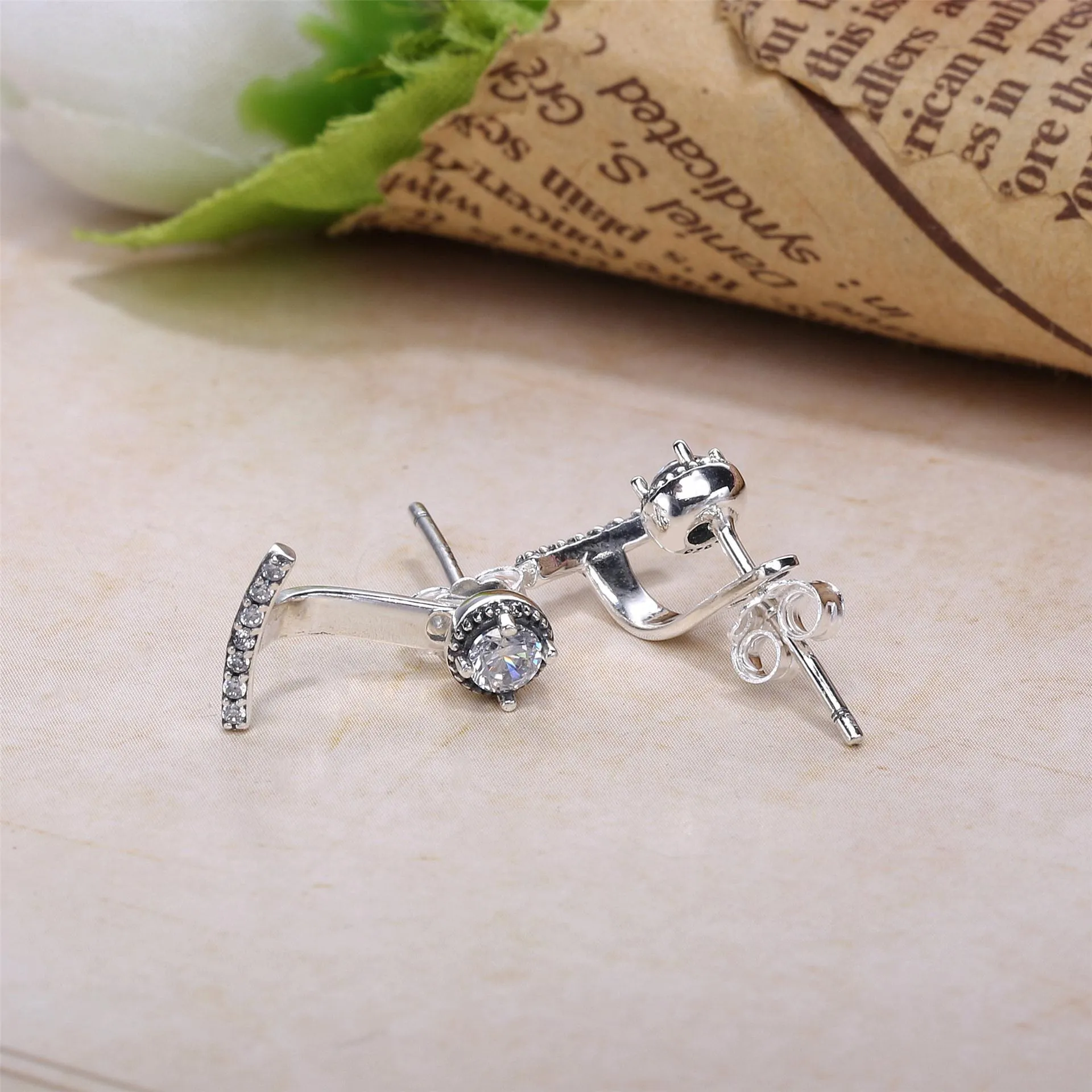 Pandora Silver stud earrings with clear cubic zirconia - 290743CZ