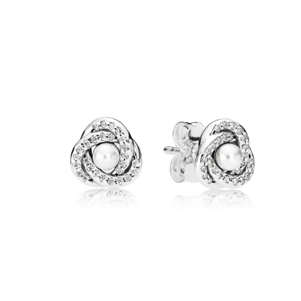 pandora silver stud earrings with clear cubic zirconia and white crystal pearl 290740wcp