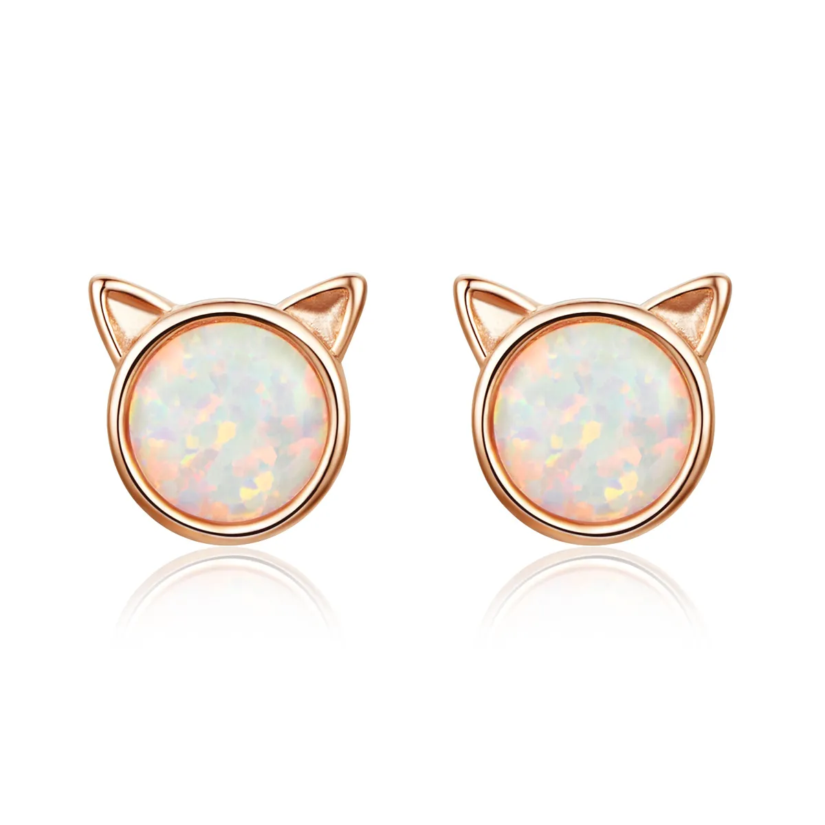Pandora Style Rose Gold Meow Star Stud øredobber - SCE538